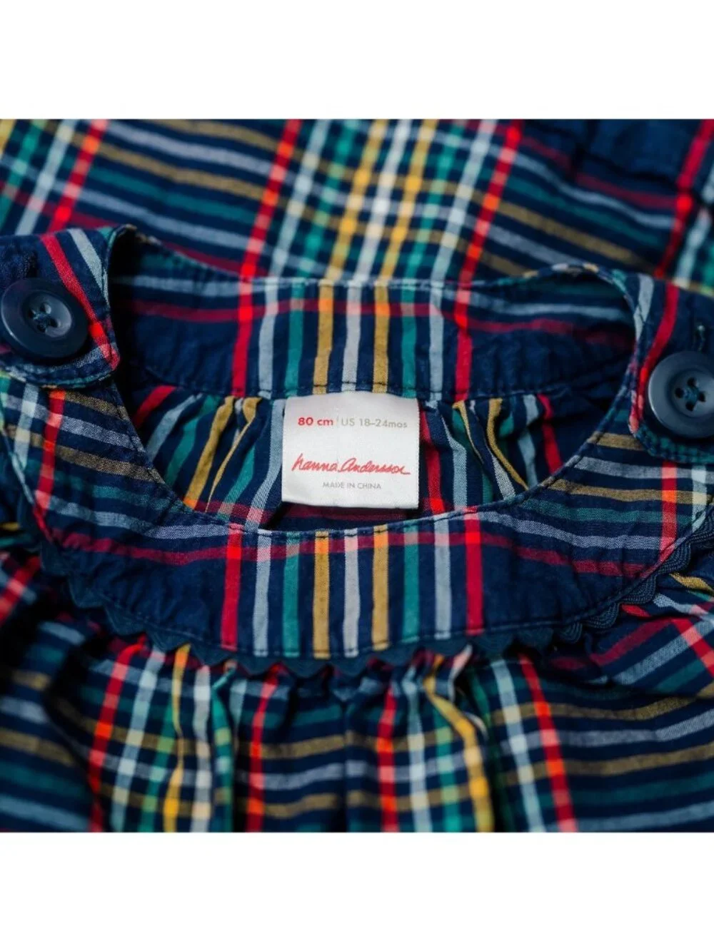 Hanna Andersson Plaid Cotton Dress 18-24 Months (80 cm) EUC